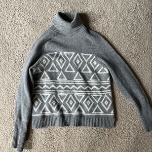 J crew grey patterned turtleneck sweater
